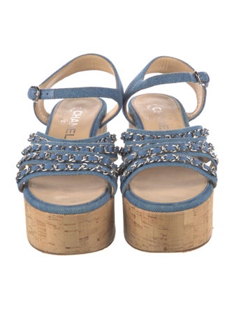 Chanel Interlocking CC Logo Denim Espadrilles