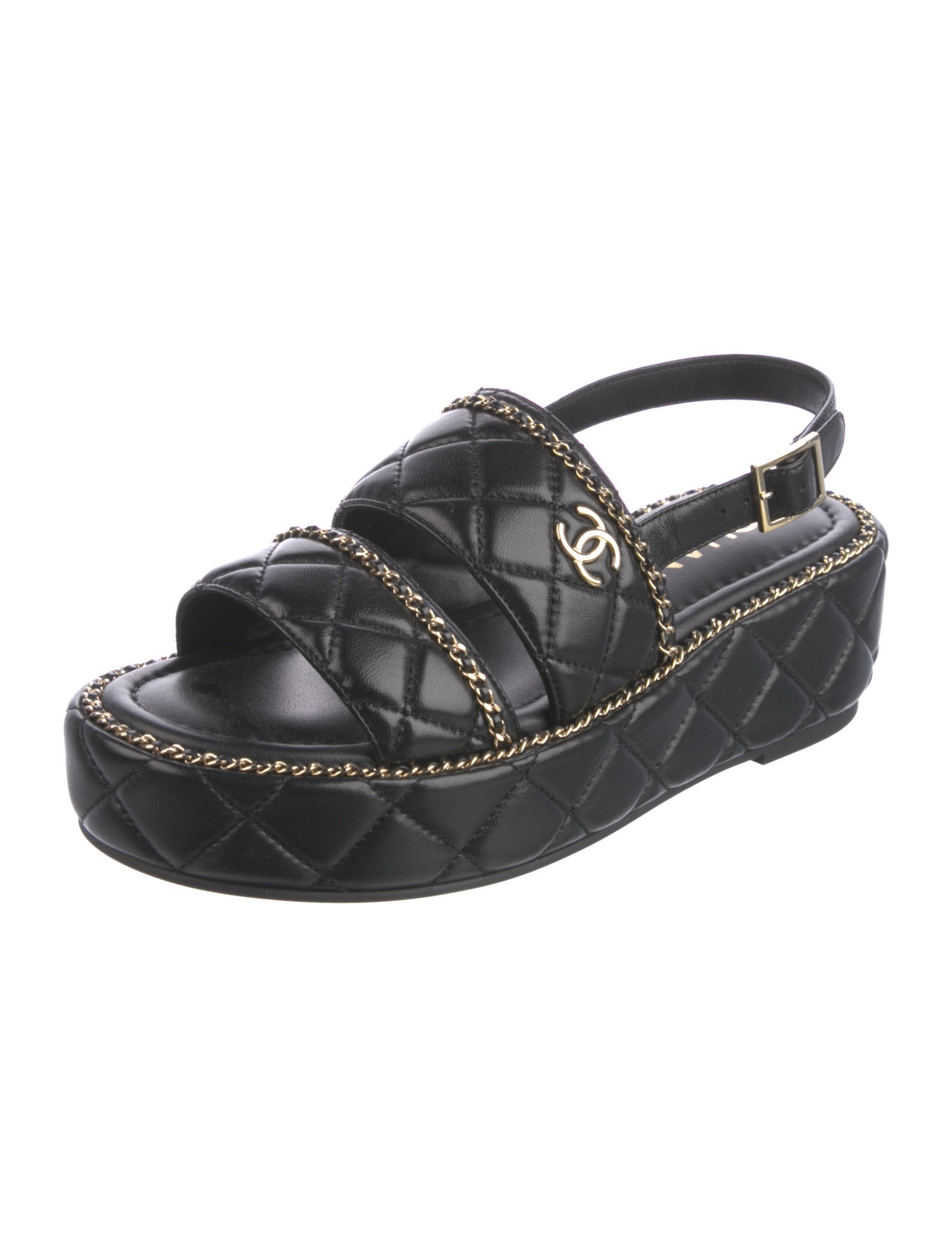 Chanel 2025 Interlocking CC Logo Slingback Sandals w/ Tags