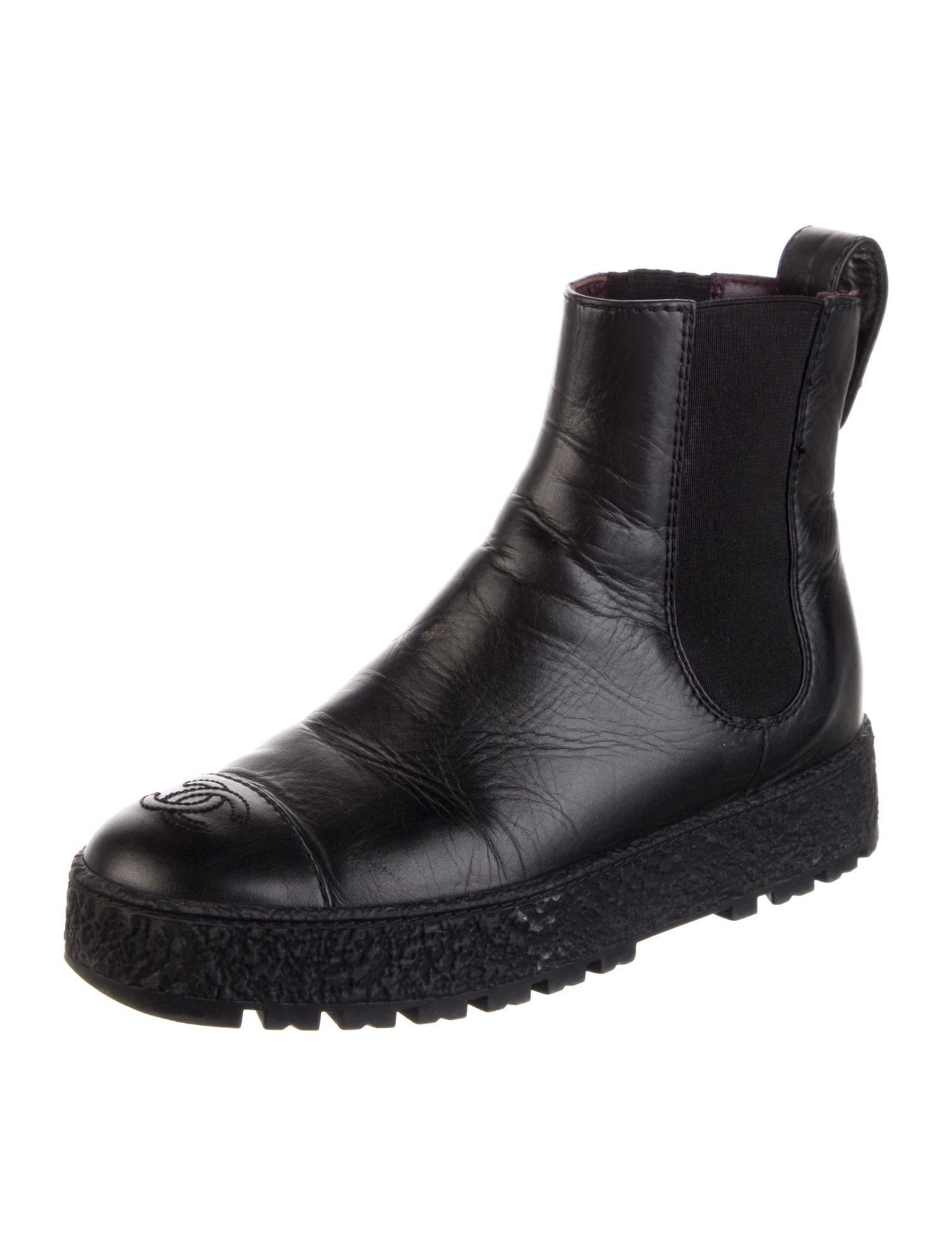 Chanel 2021 Interlocking CC Logo Chelsea Boots