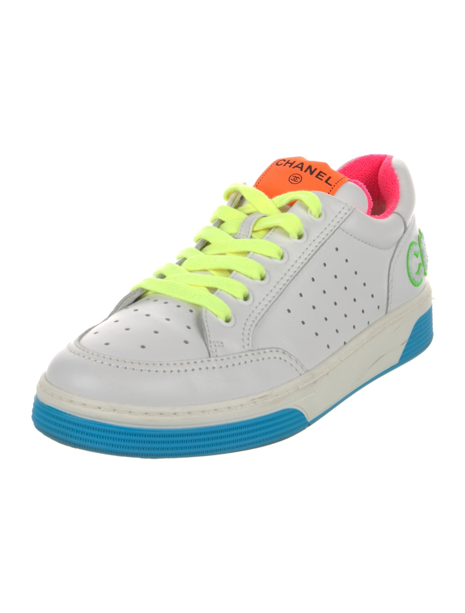 Chanel Interlocking CC Logo Leather Sneakers