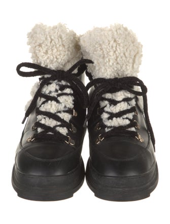 Chanel Interlocking CC Logo Leather Combat Boots