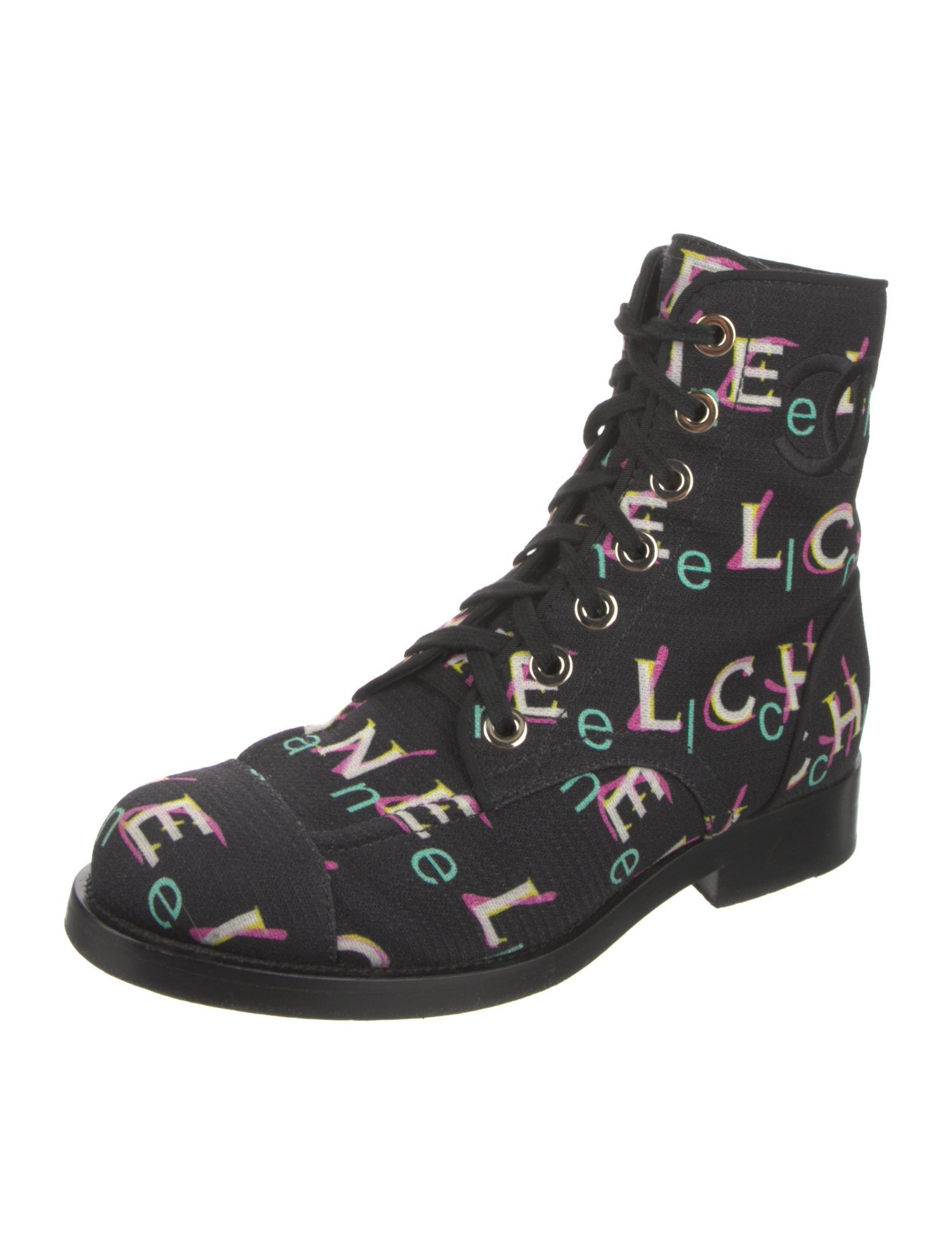 Chanel 2019 Interlocking CC Logo Combat Boots