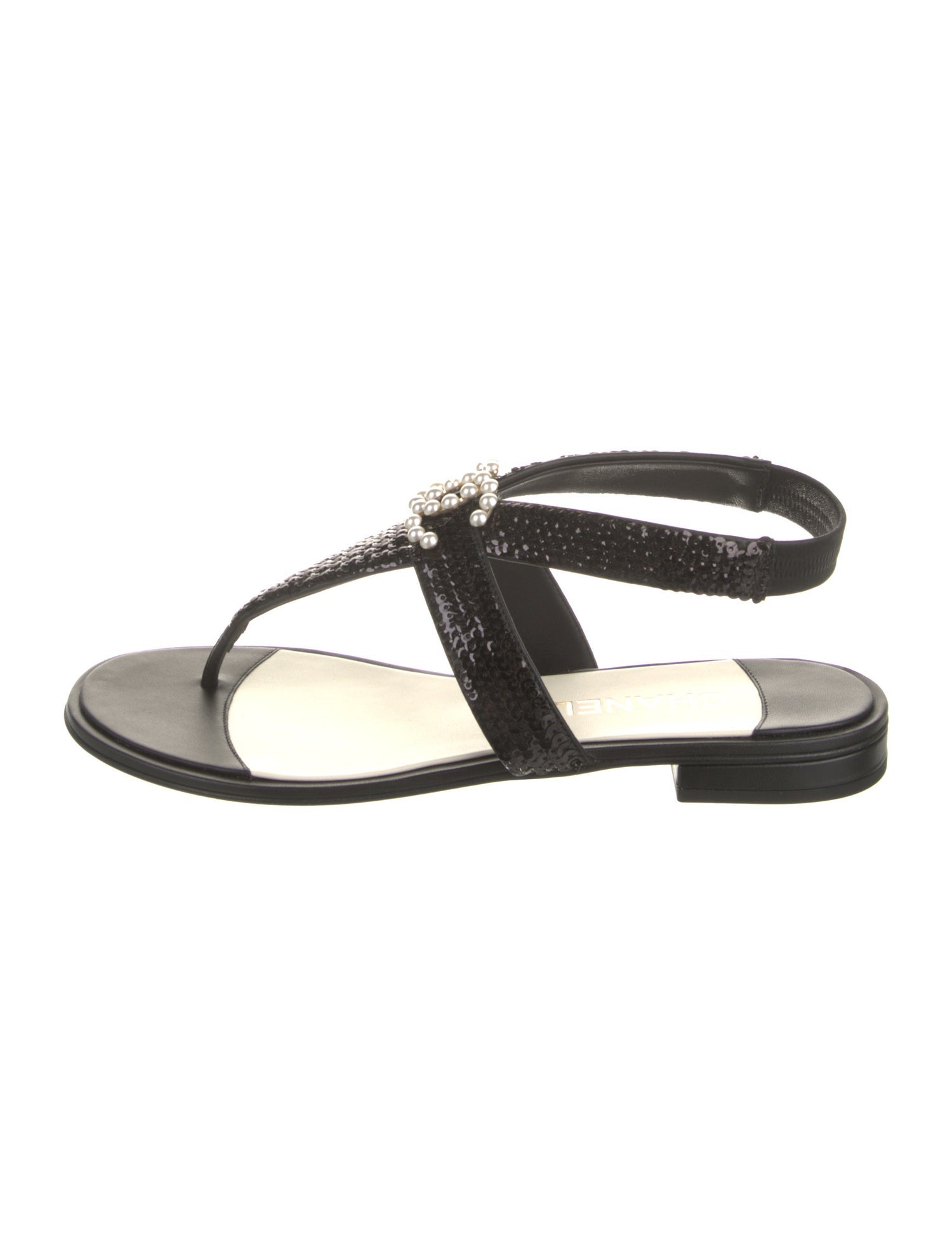 Chanel 2021 Interlocking CC Logo T-Strap Sandals w/ Tags