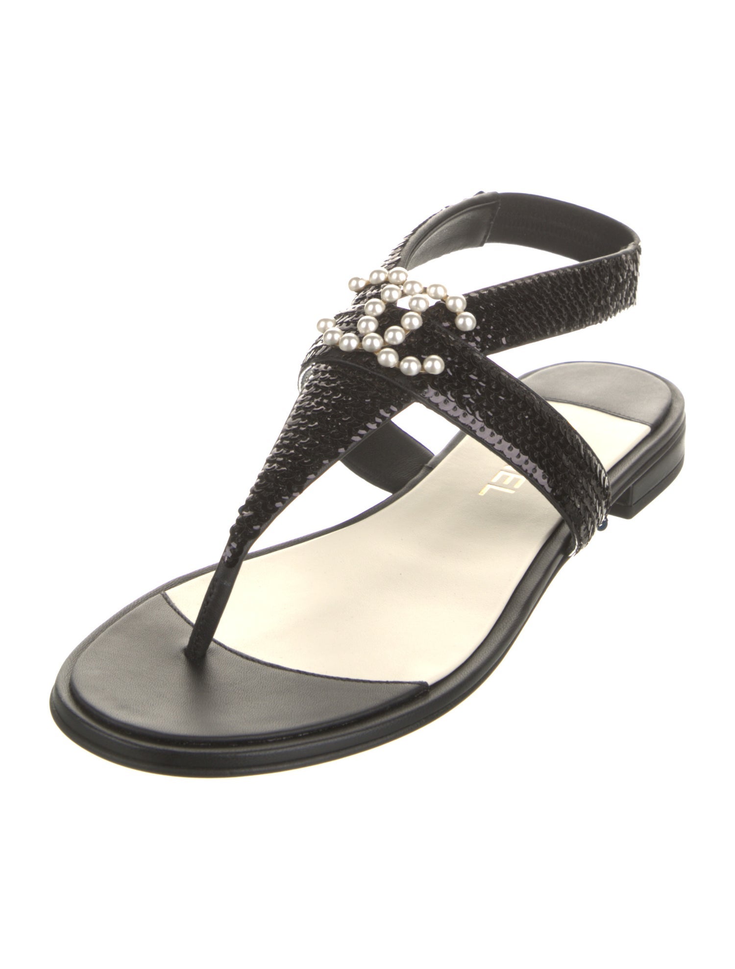 Chanel 2021 Interlocking CC Logo T-Strap Sandals w/ Tags