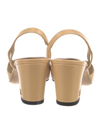 Chanel Interlocking CC Logo Leather Slingback Pumps