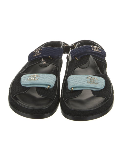 Chanel Interlocking CC Logo Chain-Link Accents Slingback Sandals