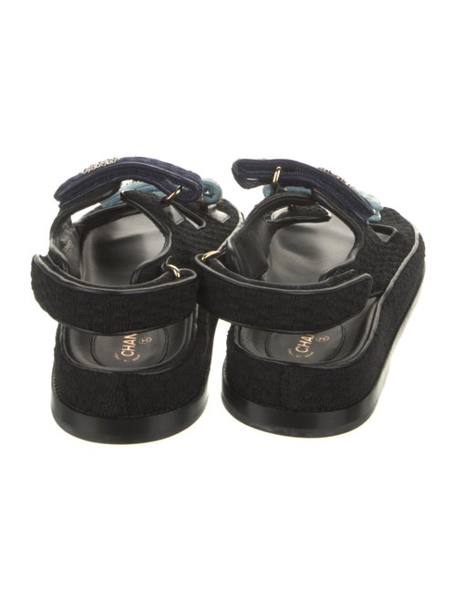 Chanel Interlocking CC Logo Chain-Link Accents Slingback Sandals