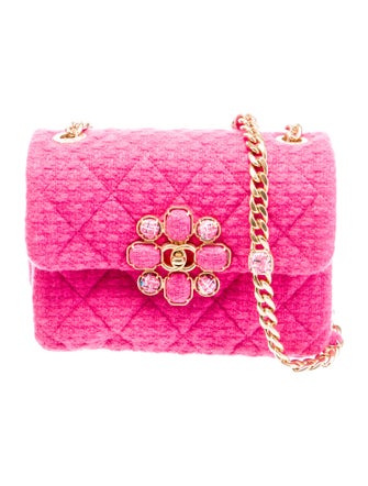 Chanel 2022 Quilted Mini Tweed Bijoux Flap Bag