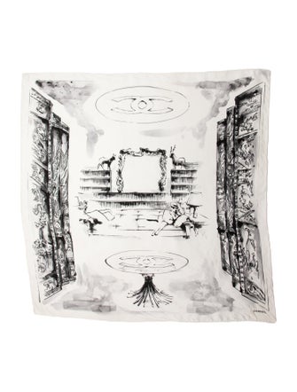 Chanel Silk Interlocking CC Logo Scarf