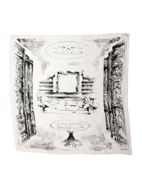 Chanel Silk Interlocking CC Logo Scarf