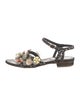 Chanel Interlocking CC Logo Tweed T-Strap Sandals