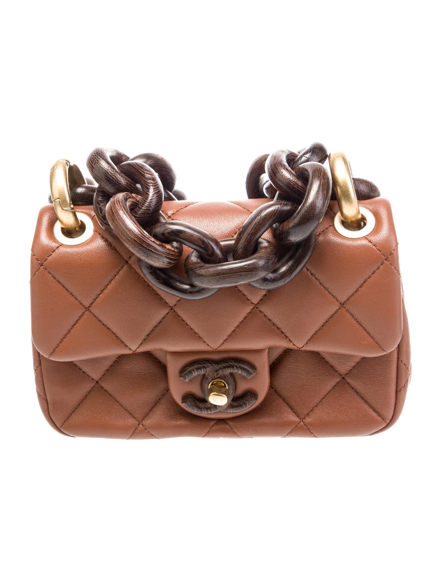 Chanel 2023 Quilted Lambskin Mini Wenge Wood Flap Bag