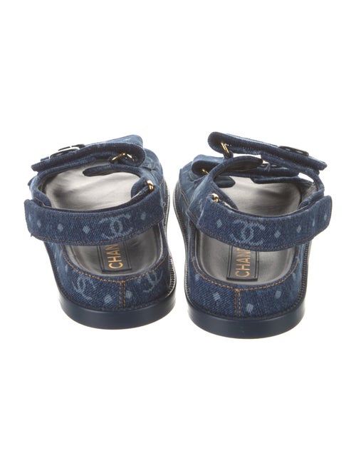 Chanel Interlocking CC Logo Denim Slingback Sandals