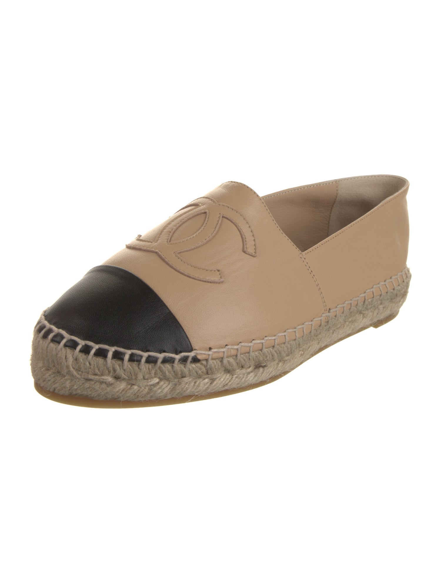 Chanel Interlocking CC Logo Lambskin Espadrilles w/ Tags