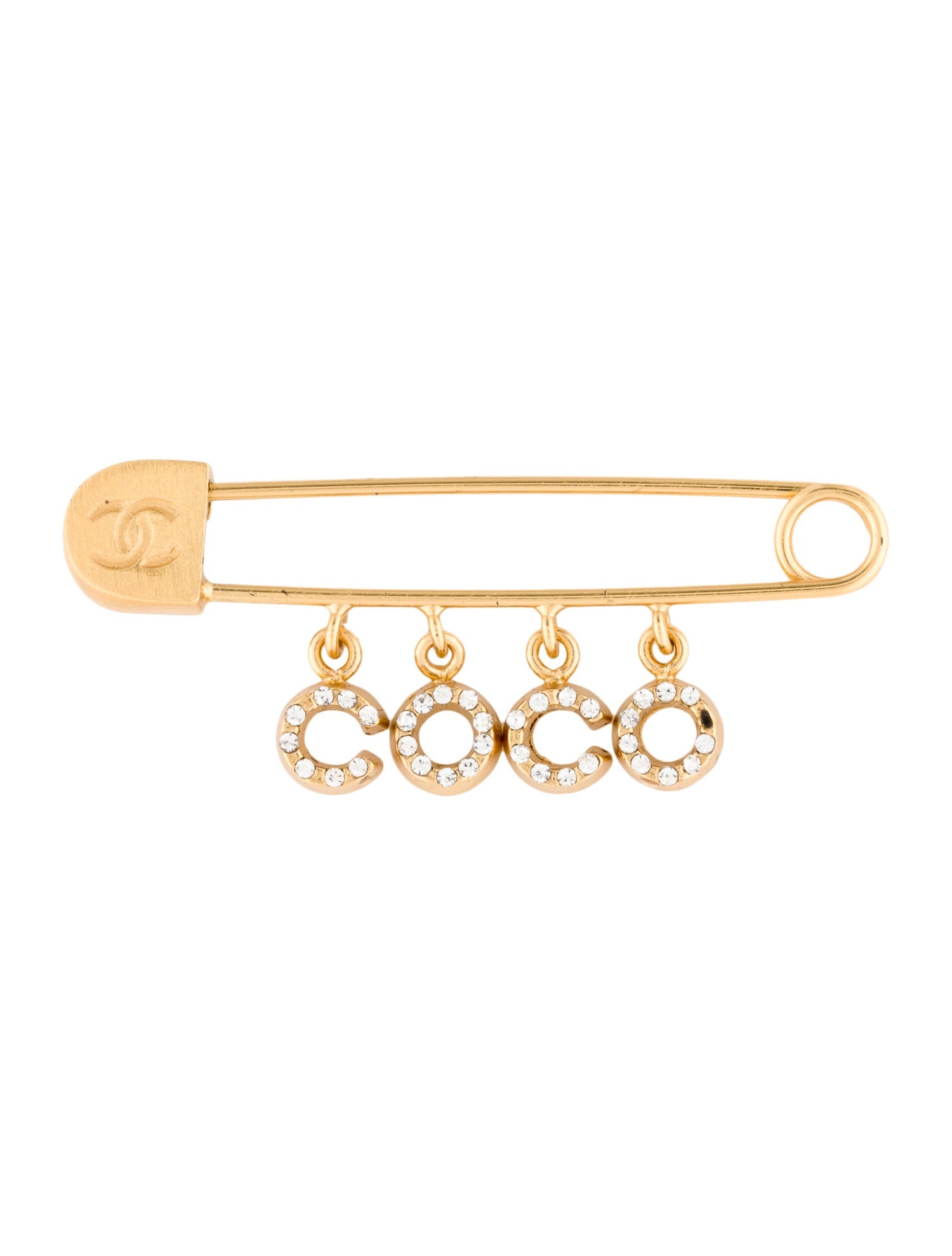 Chanel Strass Safety Pin 'COCO' Brooch