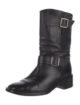 Chanel Interlocking CC Logo Leather Moto Boots