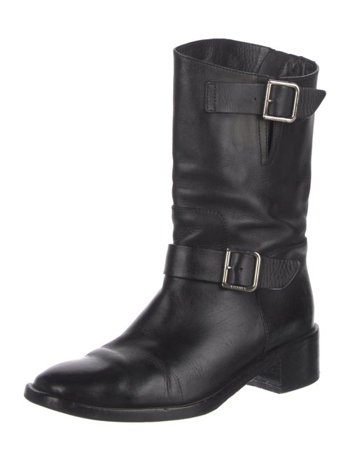 Chanel Interlocking CC Logo Leather Moto Boots