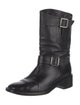 Chanel Interlocking CC Logo Leather Moto Boots