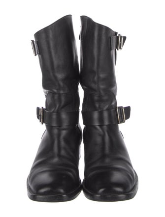 Chanel Interlocking CC Logo Leather Moto Boots