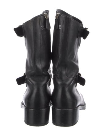 Chanel Interlocking CC Logo Leather Moto Boots