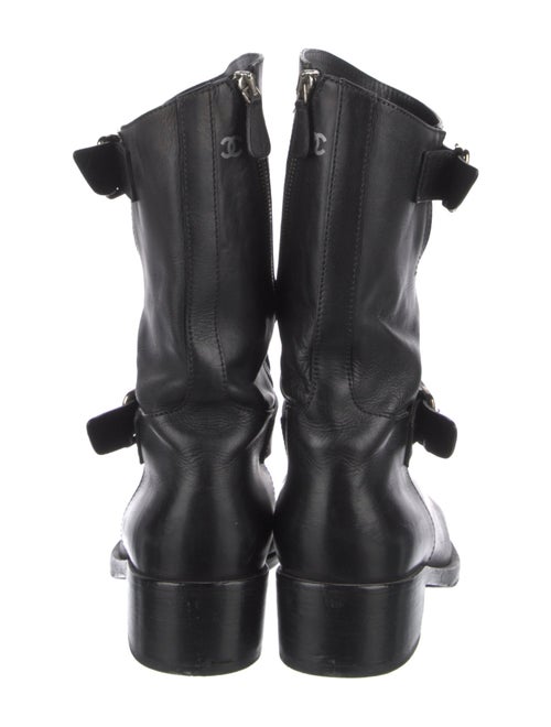 Chanel Interlocking CC Logo Leather Moto Boots