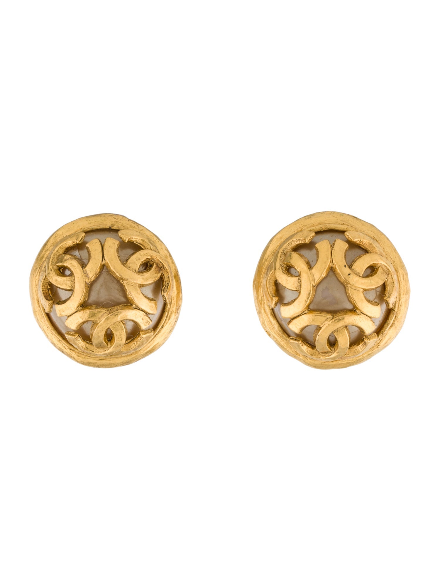 Chanel Vintage Faux Pearl CC Clip-On Earrings