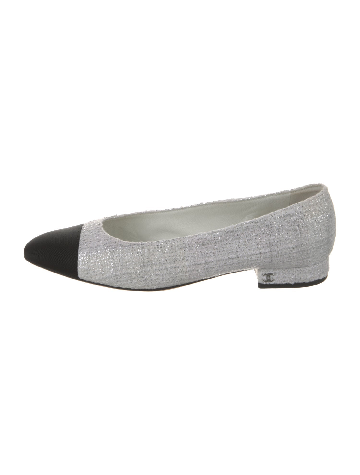 Chanel Interlocking CC Logo Tweed Flats