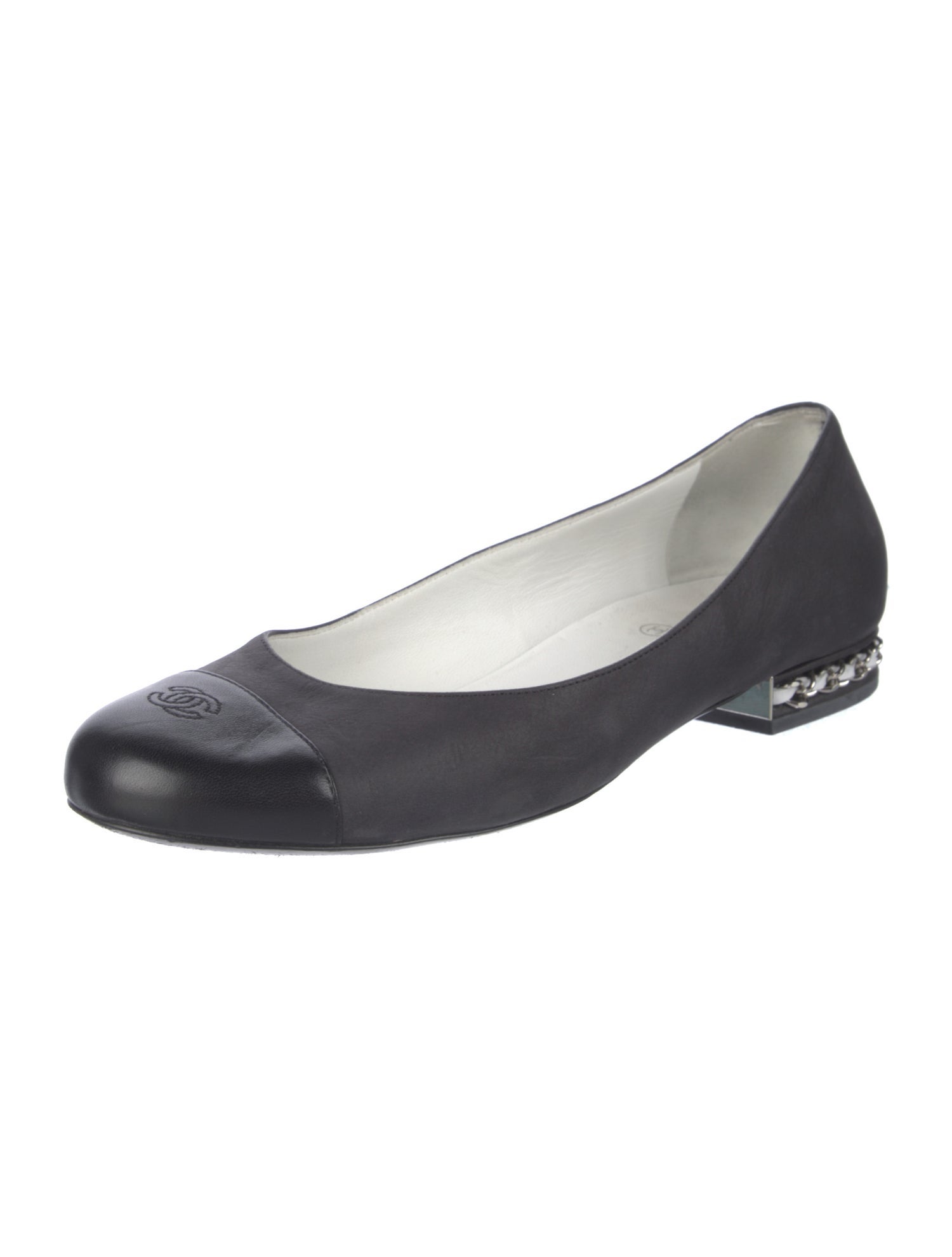 Chanel Interlocking CC Logo Leather Flats