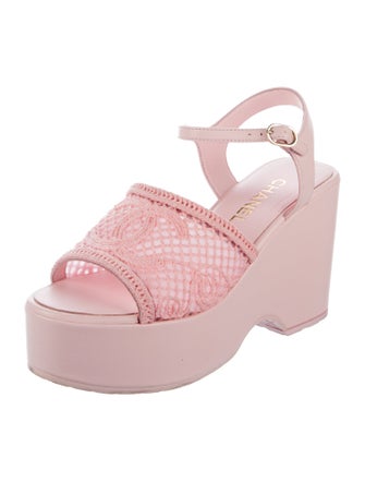 Chanel Interlocking CC Logo Mesh Sandals