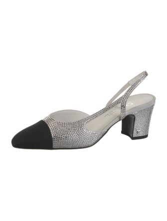 Chanel Interlocking CC Logo Crystal Slingback Pumps