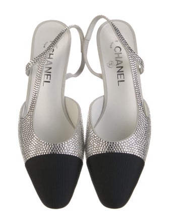 Chanel Interlocking CC Logo Crystal Slingback Pumps