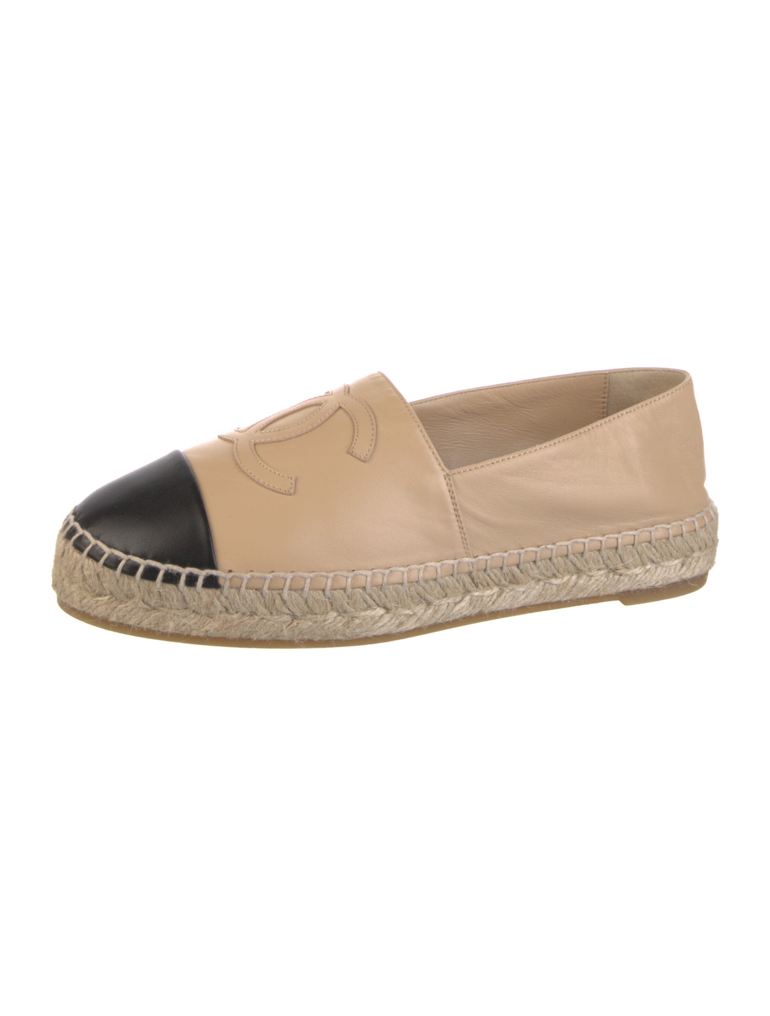 Chanel Interlocking CC Logo Lambskin Espadrilles