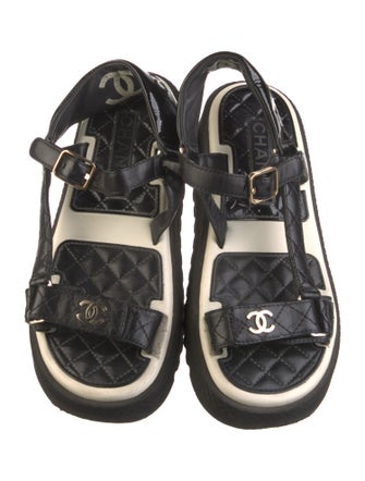 Chanel 2023 Interlocking CC Logo Slingback Sandals