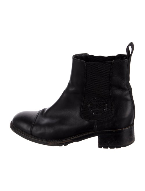 Chanel Interlocking CC Logo Leather Chelsea Boots