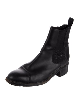 Chanel Interlocking CC Logo Leather Chelsea Boots