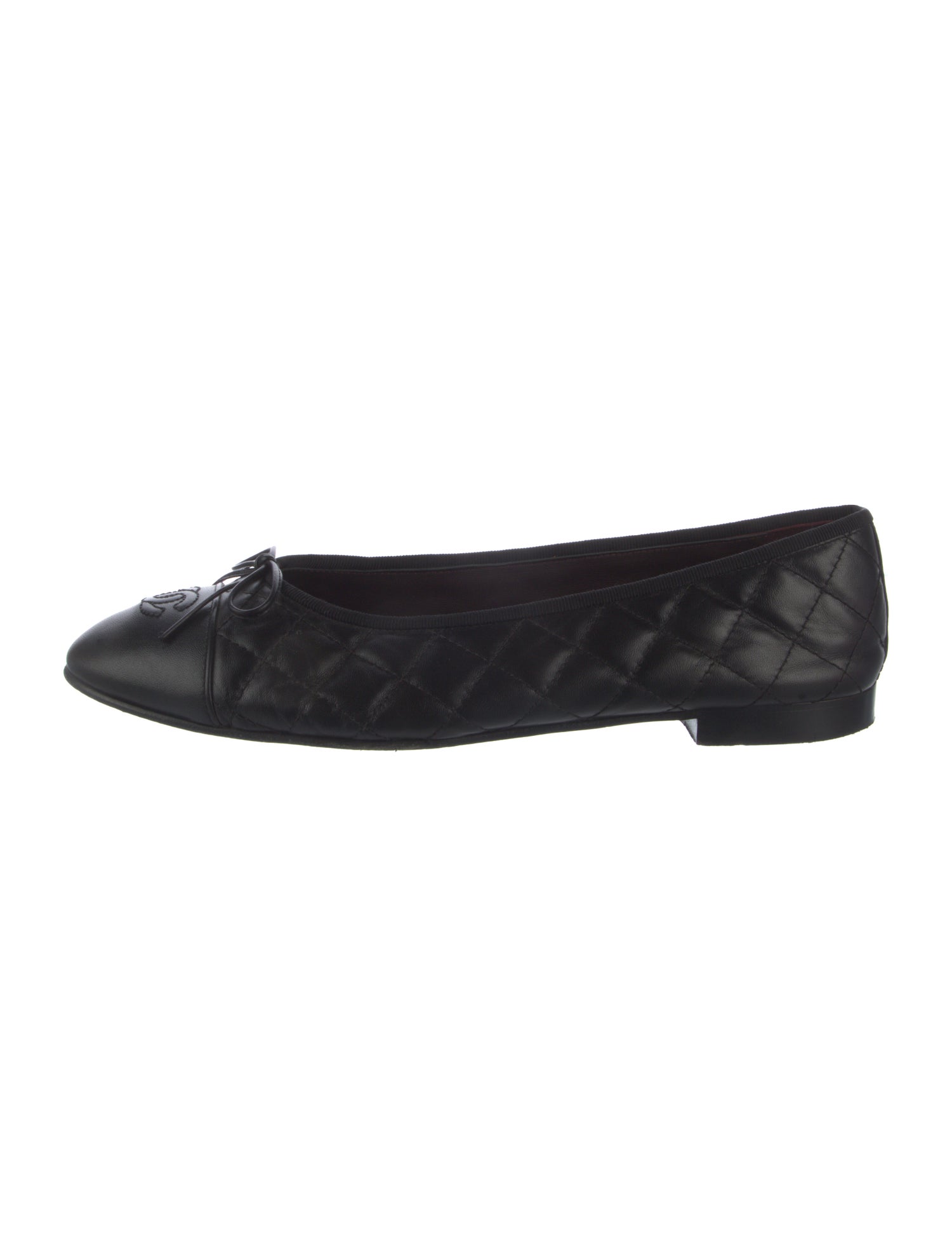 Chanel Interlocking CC Logo Leather Ballet Flats