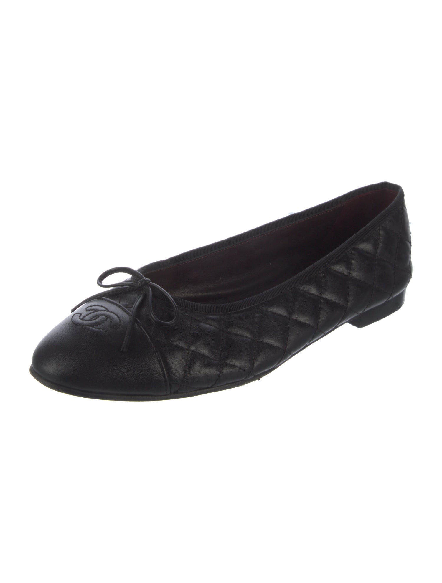 Chanel Interlocking CC Logo Leather Ballet Flats