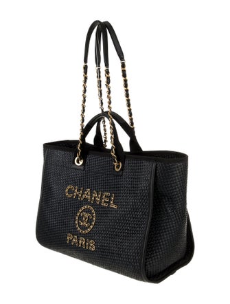 Chanel Medium Chain Raffia Deauville Shopping Tote