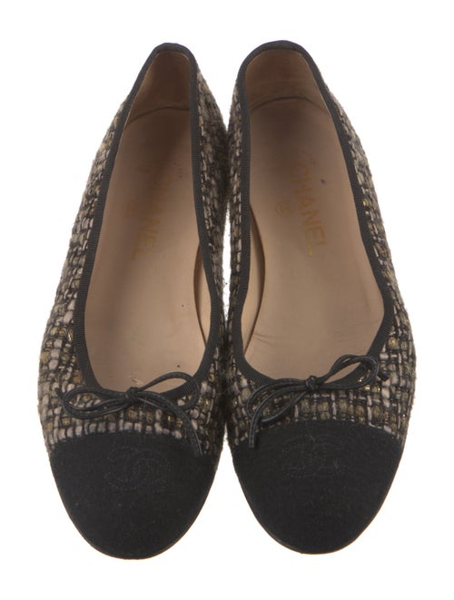 Chanel Interlocking CC Logo Tweed Flats