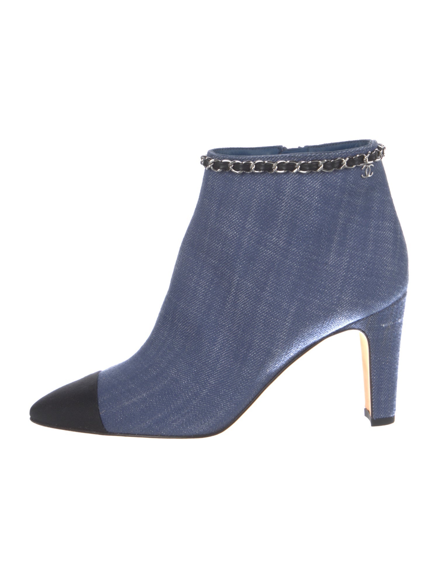Chanel Interlocking CC Logo Denim Boots