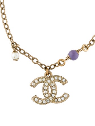 Chanel Faux Pearl & Strass CC Charm Bracelet