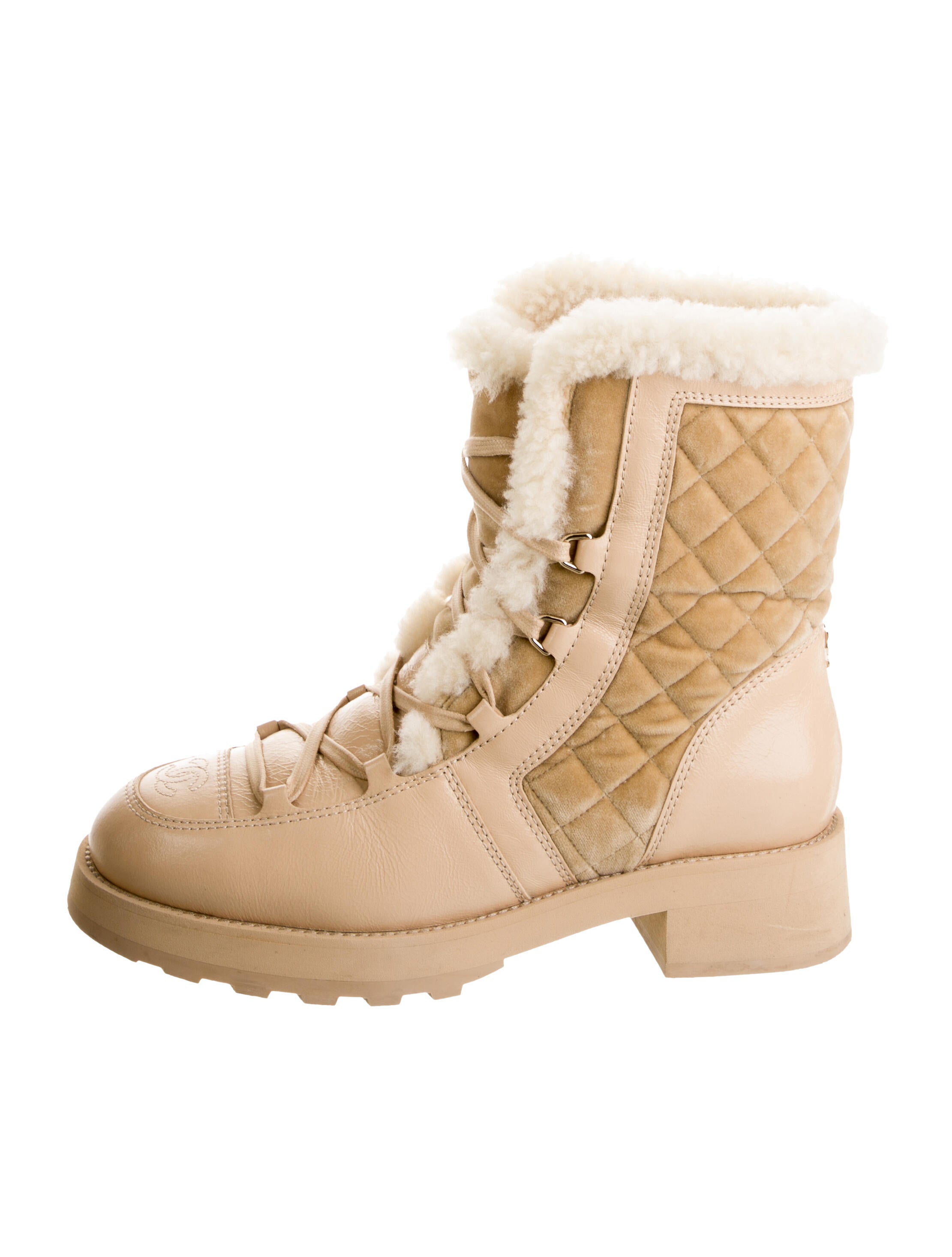 Chanel 2021 Quilted Pattern Combat Boots