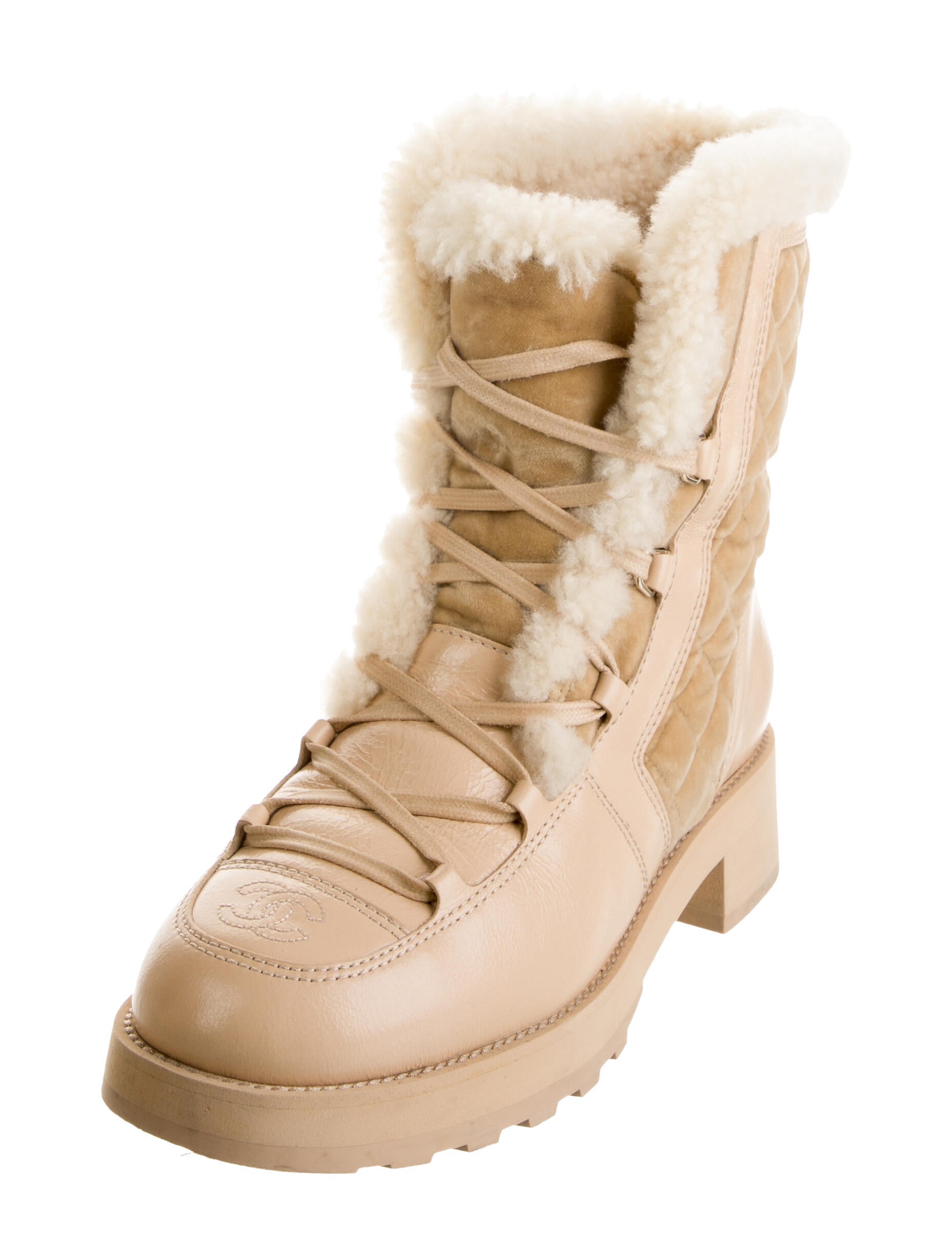 Chanel 2021 Quilted Pattern Combat Boots