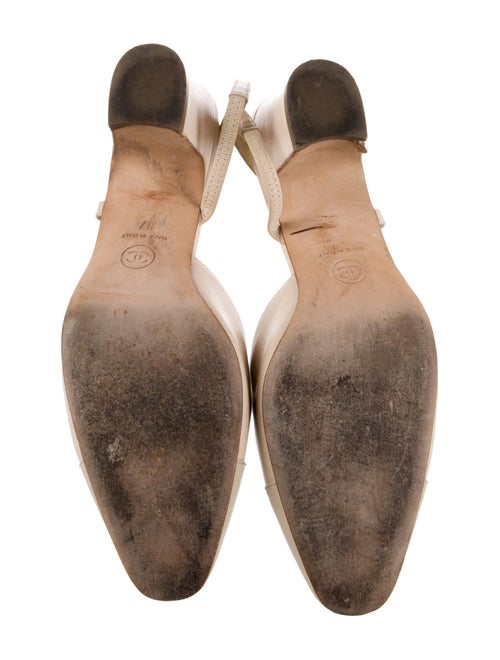 Chanel Interlocking CC Logo Leather Slingback Pumps