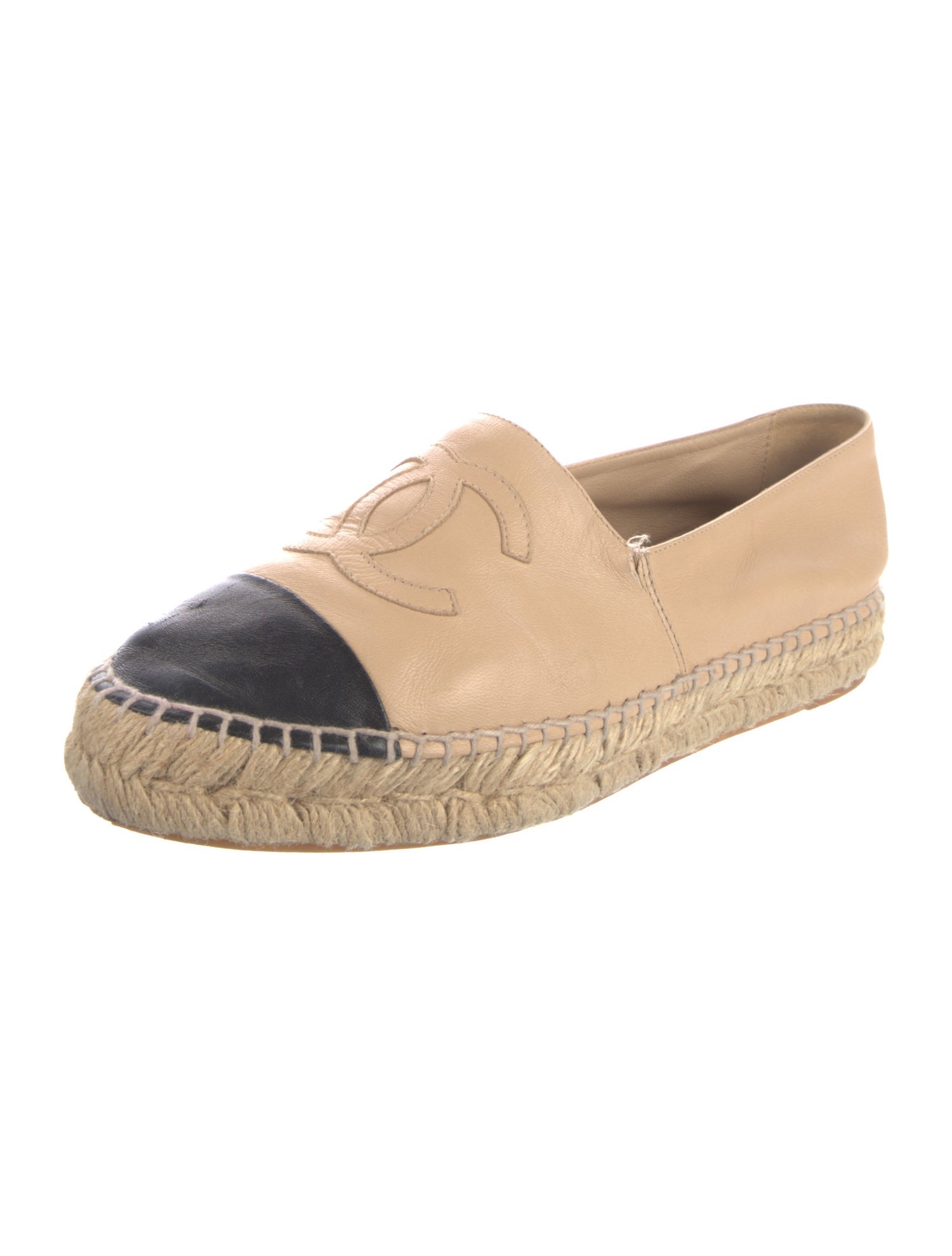 Chanel Interlocking CC Logo Lambskin Espadrilles