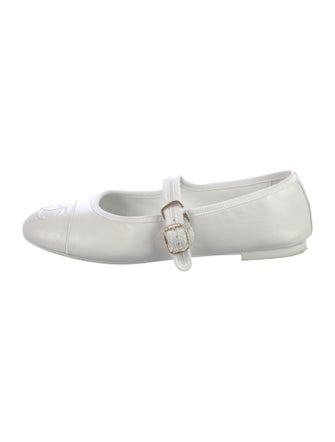 Chanel Interlocking CC Logo Leather Mary Jane Flats