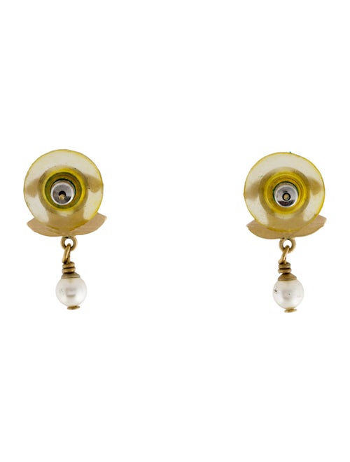 Chanel Faux Pearl CC Drop Earrings