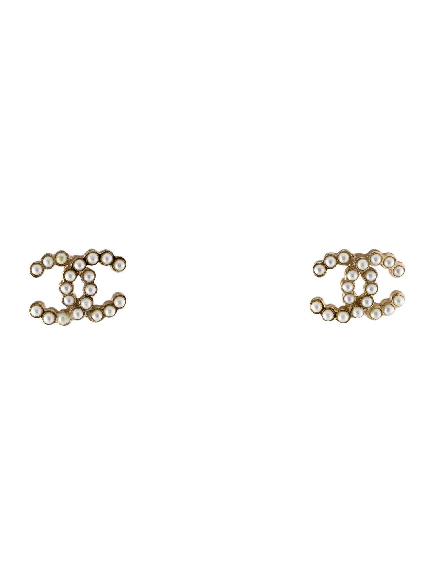 Chanel 2020 Faux Pearl CC Stud Earrings