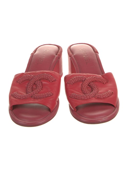 Chanel Interlocking CC Logo Leather Slides