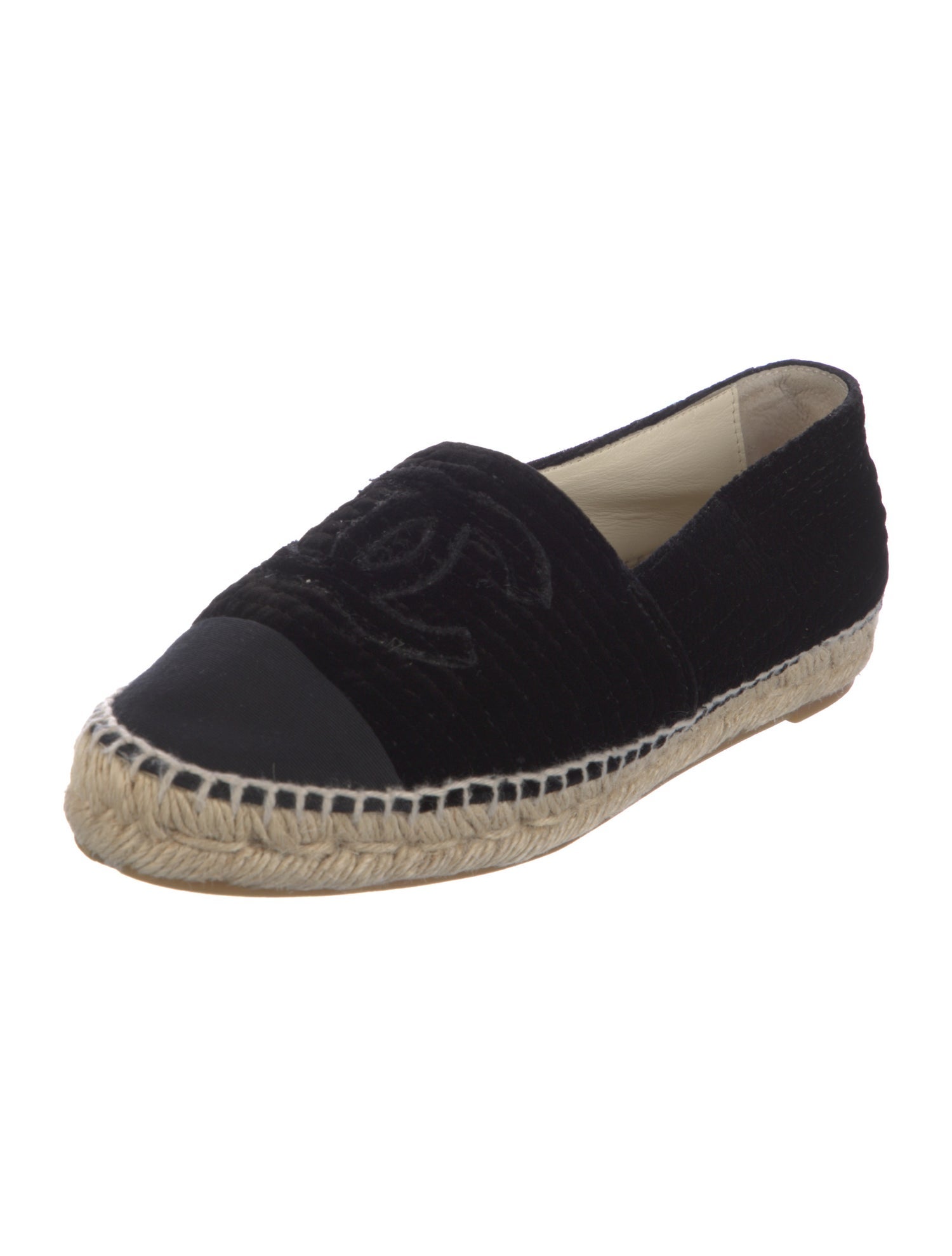 Chanel Interlocking CC Logo Velvet Espadrilles